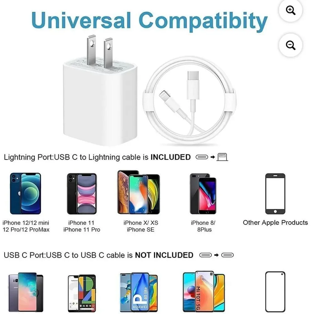 New 20W USB-C Power Adapter and Lightning Cable set